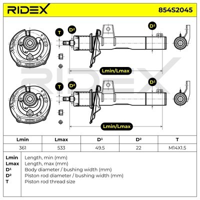 Stoßdämpfer RIDEX 854S2045 854S2045 - foto 5