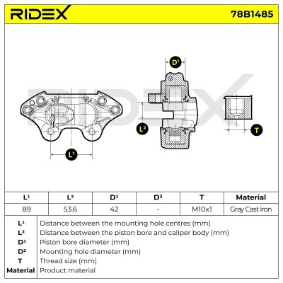 Bremssattel RIDEX 78B1485 78B1485 - foto 7