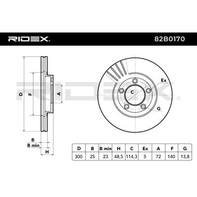 Bremsscheibe RIDEX 82B0170 82B0170 - foto 7