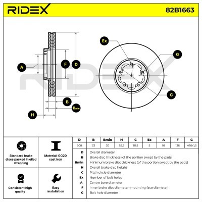 Bremsscheibe RIDEX 82B1663 82B1663 - foto 6