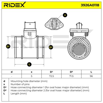 Luftmassenmesser RIDEX 3926A0118 3926A0118 - foto 5