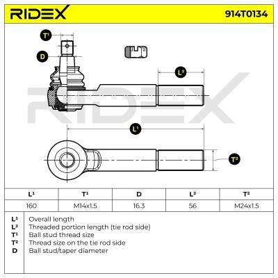 Spurstangenkopf RIDEX 914T0134 914T0134 - foto 6