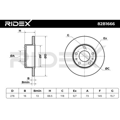 Bremsscheibe RIDEX 82B1666 82B1666 - foto 8