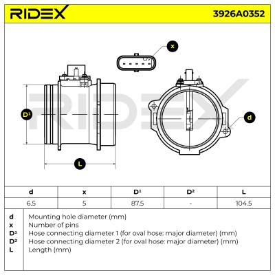 Luftmassenmesser RIDEX 3926A0352 3926A0352 - foto 6