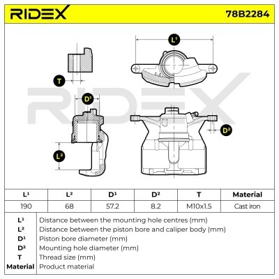Bremssattel RIDEX 78B2284 78B2284 - foto 7