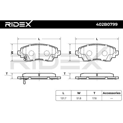 Bremsbeläge Satz RIDEX 402B0799 402B0799 - foto 6
