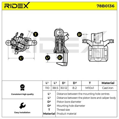 Bremssattel RIDEX 78B0136 78B0136 - foto 3
