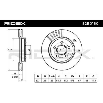 Bremsscheibe RIDEX 82B0180 82B0180 - foto 5