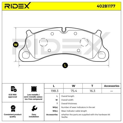 Bremsbeläge Satz RIDEX 402B1177 402B1177 - foto 6
