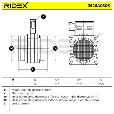 Luftmassenmesser RIDEX 3926A0306 3926A0306 - foto 7