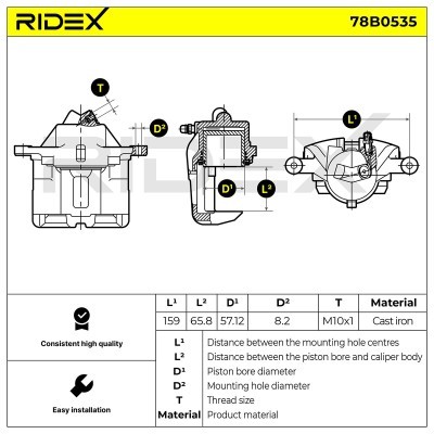 Bremssattel RIDEX 78B0535 78B0535 - foto 5
