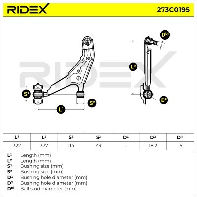 Querlenker RIDEX 273C0195 273C0195 - foto 3