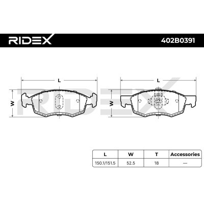 Bremsbeläge Satz RIDEX 402B0391 402B0391 - foto 7