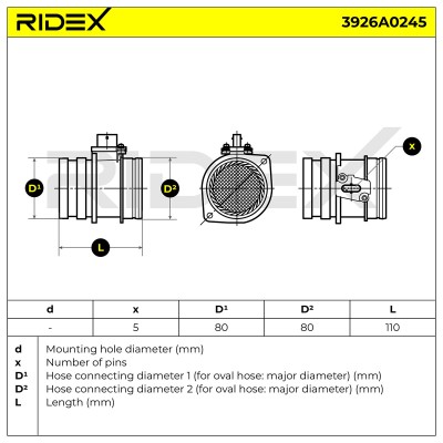 Luftmassenmesser RIDEX 3926A0245 3926A0245 - foto 6