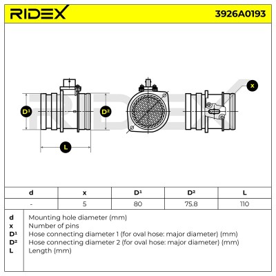 Luftmassenmesser RIDEX 3926A0193 3926A0193 - foto 6