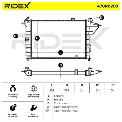Kühler, Motorkühlung RIDEX 470R0209 470R0209 - foto 4