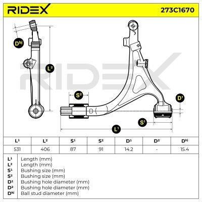 Querlenker RIDEX 273C1670 273C1670 - foto 7