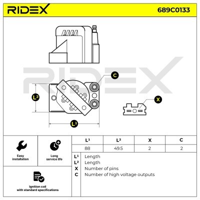 Zündspule RIDEX 689C0133 689C0133 - foto 2