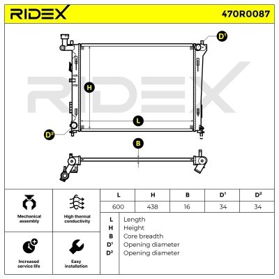 Kühler, Motorkühlung RIDEX 470R0087 470R0087 - foto 2