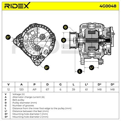 Generator RIDEX 4G0048 4G0048 - foto 5