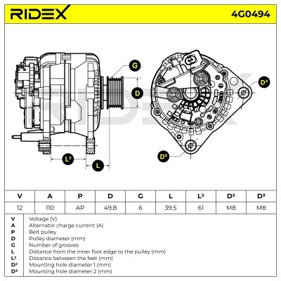 Generator RIDEX 4G0494 4G0494 - foto 5