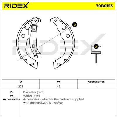 Bremsbeläge Satz RIDEX 70B0153 70B0153 - foto 5