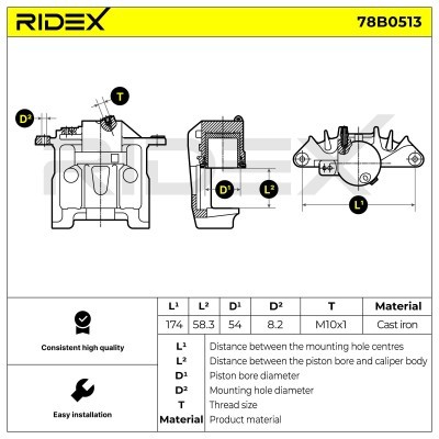 Bremssattel RIDEX 78B0513 78B0513 - foto 5