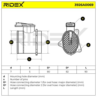 Luftmassenmesser RIDEX 3926A0069 3926A0069 - foto 8