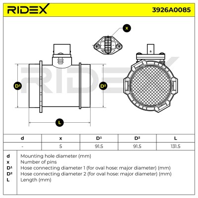 Luftmassenmesser RIDEX 3926A0085 3926A0085 - foto 6