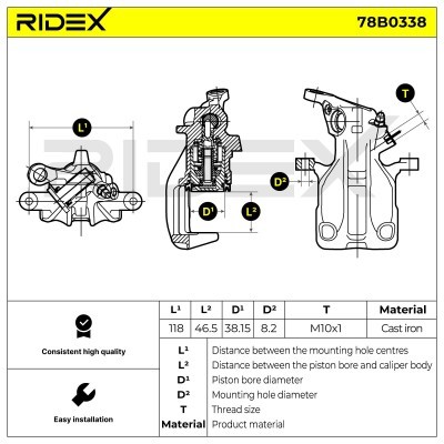 Bremssattel RIDEX 78B0338 78B0338 - foto 5