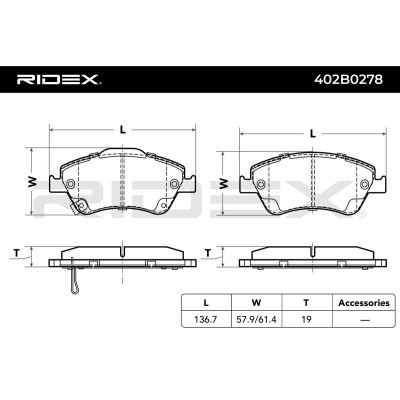 Bremsbeläge Satz RIDEX 402B0278 402B0278 - foto 3