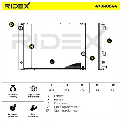 Kühler, Motorkühlung RIDEX 470R0844 470R0844 - foto 5