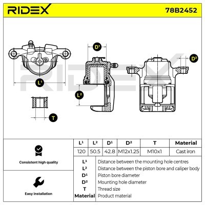 Bremssattel RIDEX 78B2452 78B2452 - foto 3