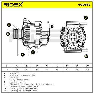 Generator RIDEX 4G0362 4G0362 - foto 8