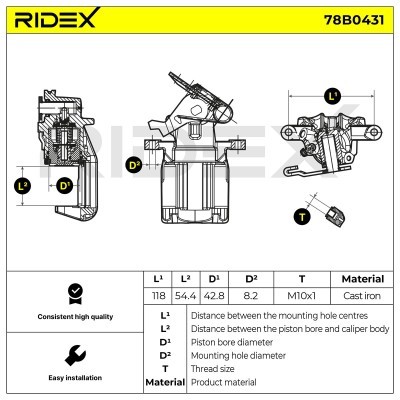 Bremssattel RIDEX 78B0431 78B0431 - foto 6