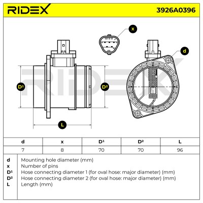 Luftmassenmesser RIDEX 3926A0396 3926A0396 - foto 6