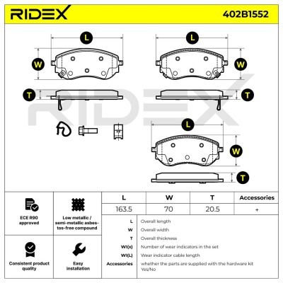 Bremsbeläge Satz RIDEX 402B1552 402B1552 - foto 6