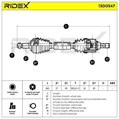 Antriebswelle RIDEX 13D0547 13D0547 - foto 8