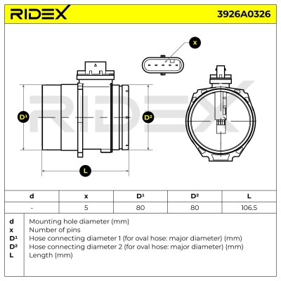 Luftmassenmesser RIDEX 3926A0326 3926A0326 - foto 6