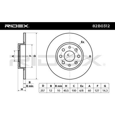 Bremsscheibe RIDEX 82B0312 82B0312 - foto 4