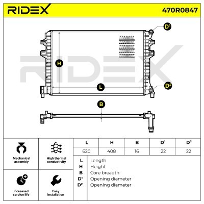 Kühler, Motorkühlung RIDEX 470R0847 470R0847 - foto 8