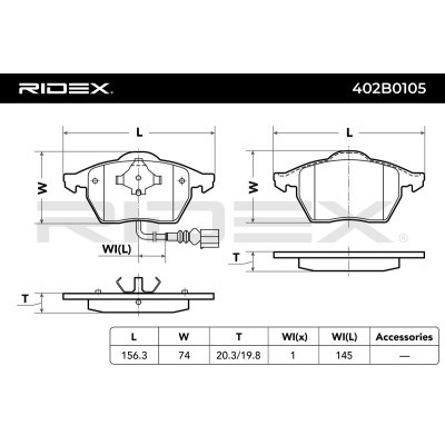 Bremsbeläge Satz RIDEX 402B0105 402B0105 - foto 6