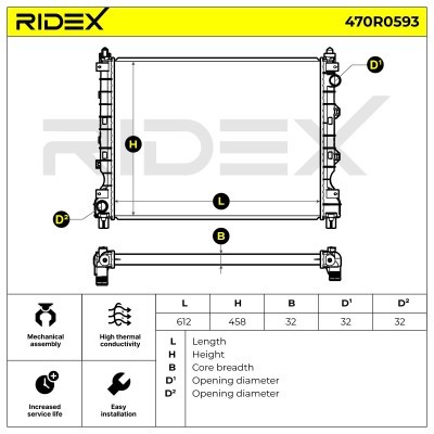 Kühler, Motorkühlung RIDEX 470R0593 470R0593 - foto 7