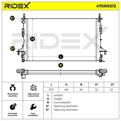 Kühler, Motorkühlung RIDEX 470R0513 470R0513 - foto 5