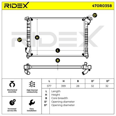 Kühler, Motorkühlung RIDEX 470R0358 470R0358 - foto 7