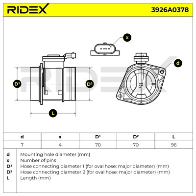 Luftmassenmesser RIDEX 3926A0378 3926A0378 - foto 6
