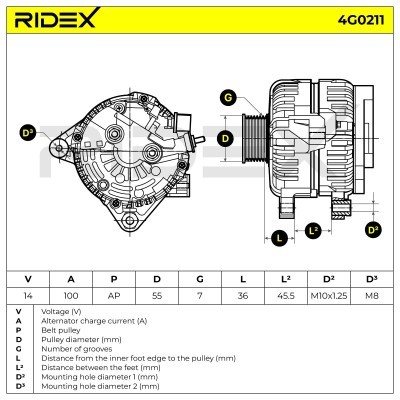 Generator RIDEX 4G0211 4G0211 - foto 5