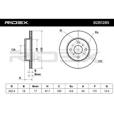 Bremsscheibe RIDEX 82B1285 82B1285 - foto 6