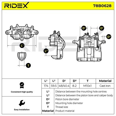 Bremssattel RIDEX 78B0628 78B0628 - foto 5