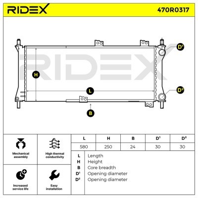 Kühler, Motorkühlung RIDEX 470R0317 470R0317 - foto 7